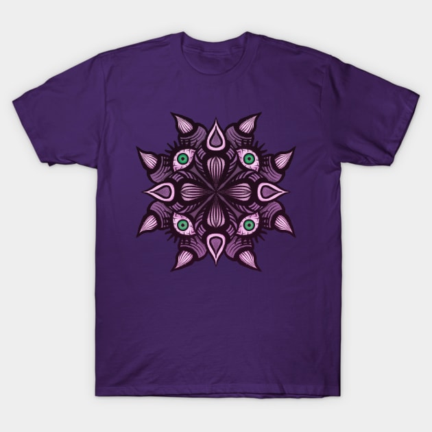 Symmetrical Demonic Creature Purple Horror Art T-Shirt by Boriana Giormova